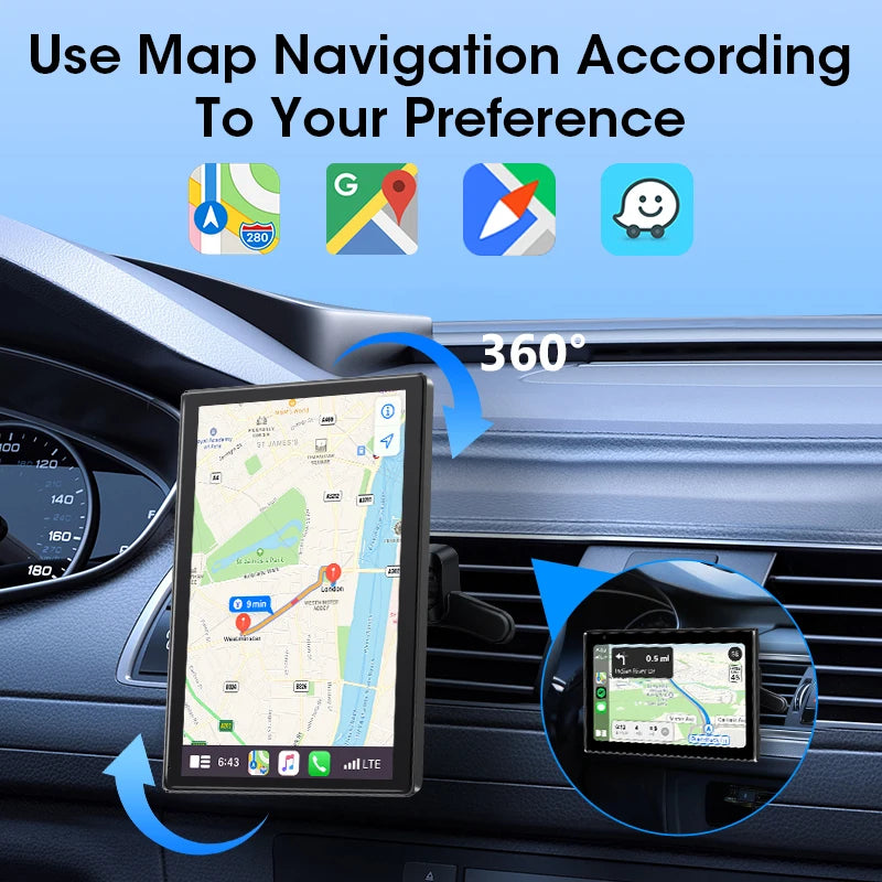 JMCQ 9" Vertical Screen Car Radio Multimedia Video Player Wireless Carplay Android Auto Magnetic bracket Car Monitors camera GPS