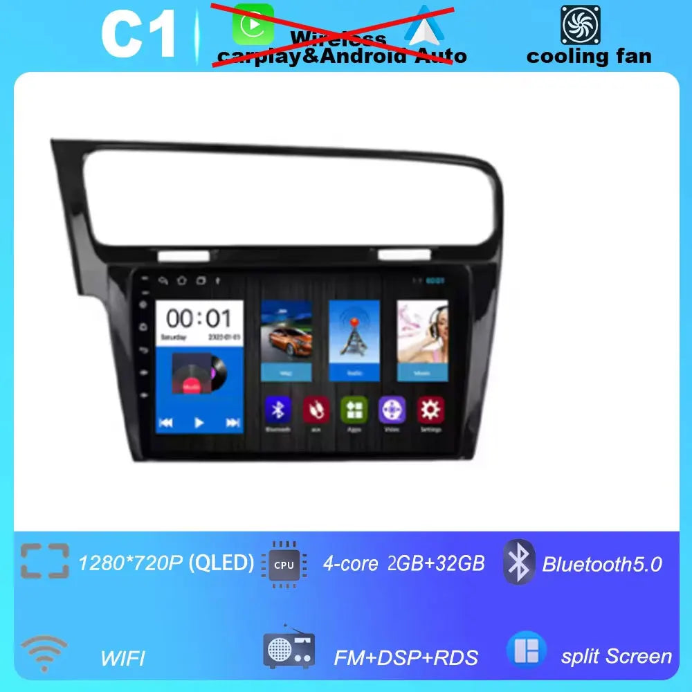10" For Volkswagen VW Golf 7 MK7 GTI 2013-2017 Android 16 Carplay Car Radio Multimedia 8 CORE IPS QLED Navigation GPS 5G WIFI BT