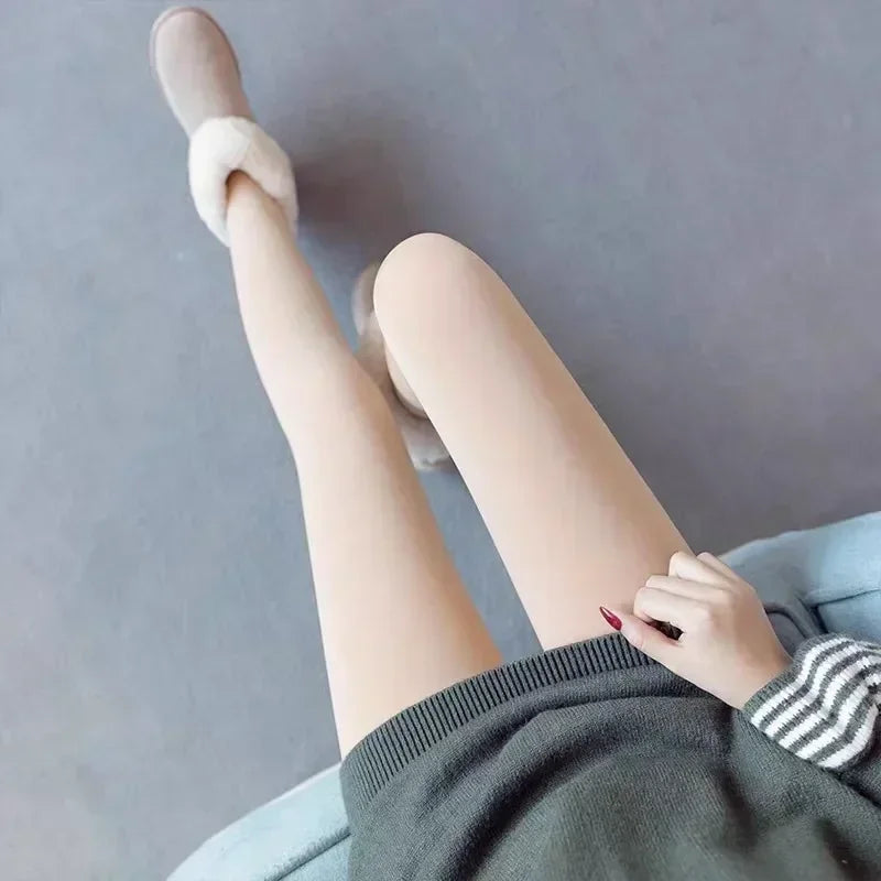 Women's Fleece Lined Sheer-Look Tights - Non-Slip Footed Thermal Pantyhose - photo 4