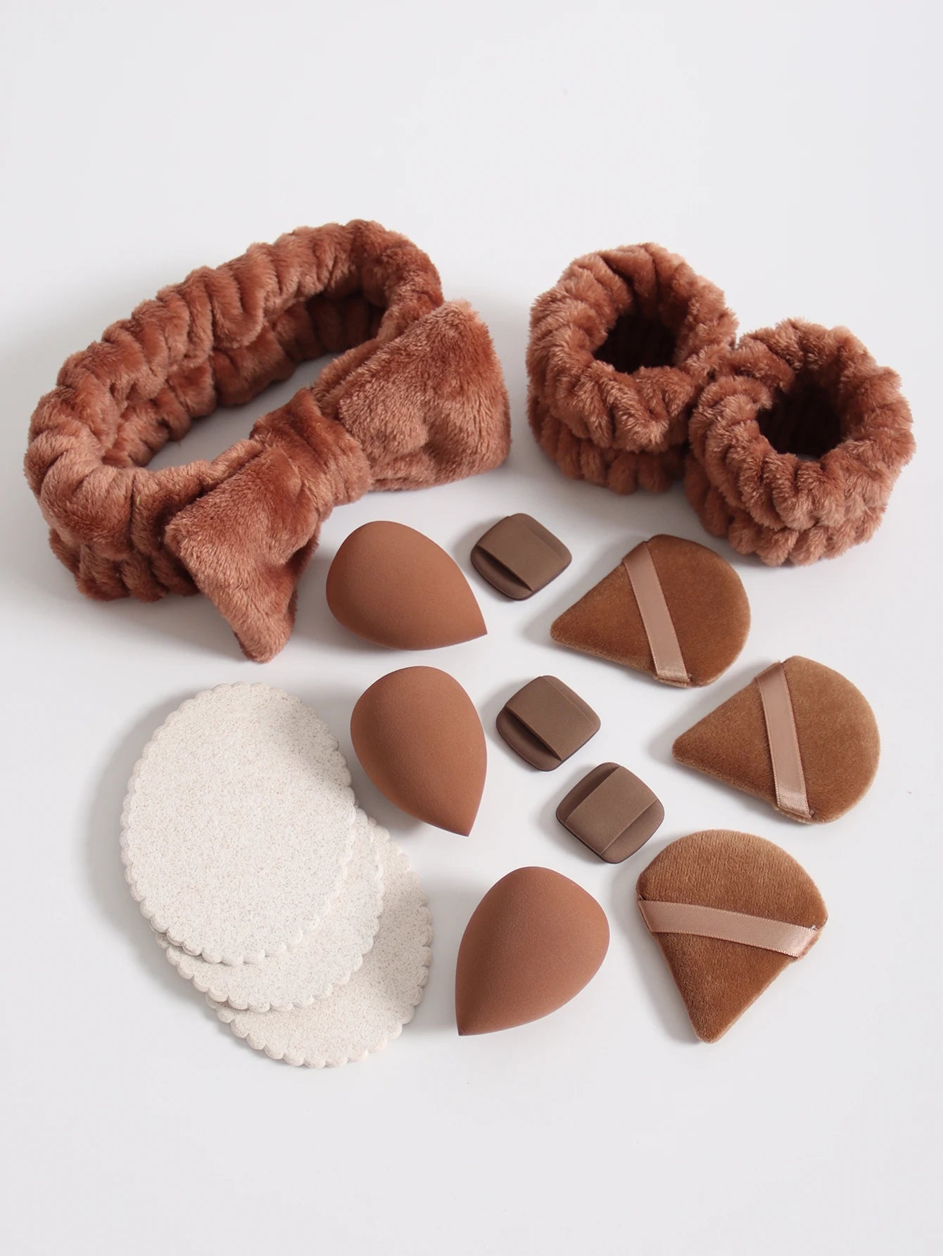 15Pcs Cosmetic Puff Makeup Sponge Blender Beauty Egg Foundation Sponges Puff Wash Face Headband Wristband Make up Accessories
