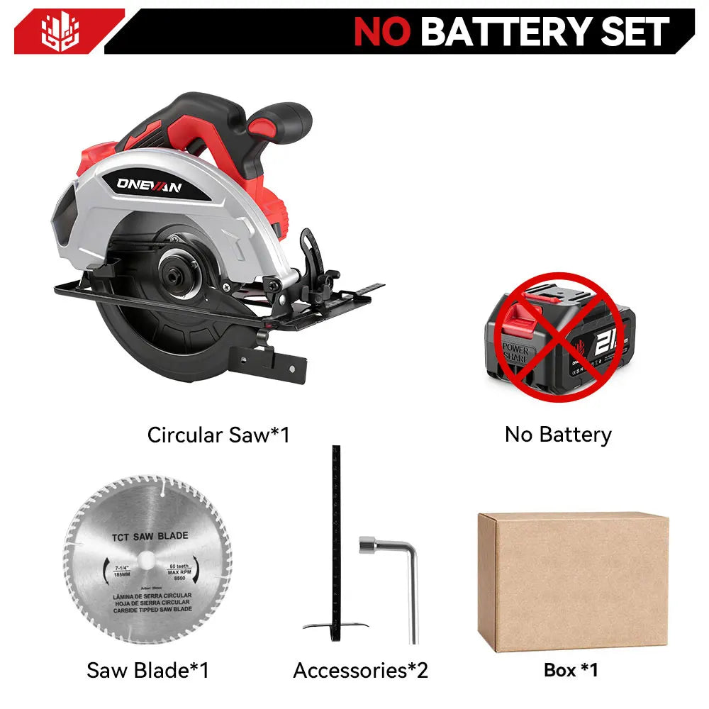 ONEVAN 4000W Brushless Electric Circular Saw 7Inch Cordless Rechargeable Portable Cutting Wood Power Tool For Makita Battery Pin