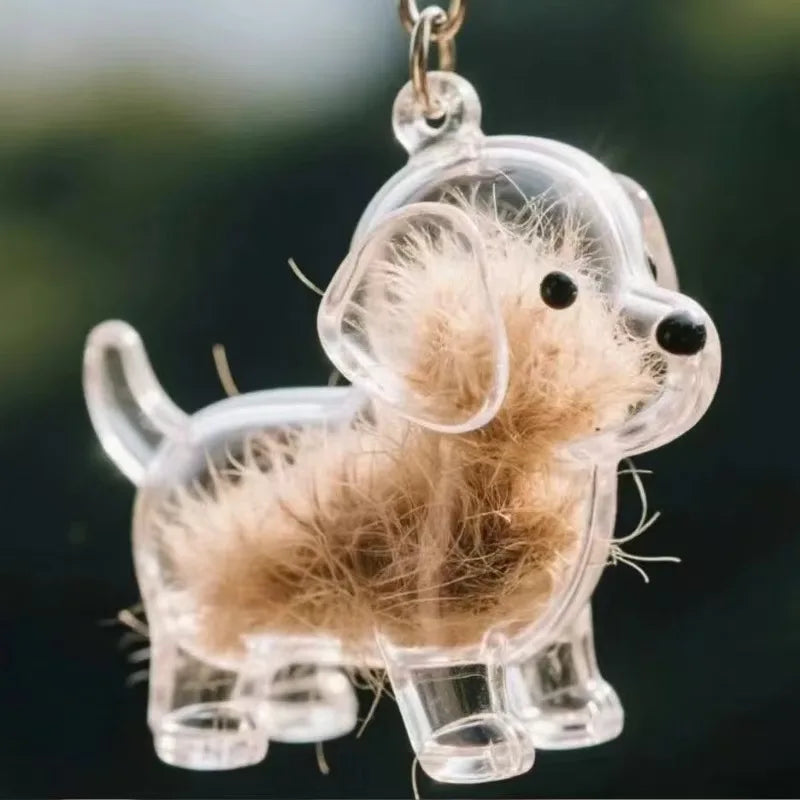Lovely Dog Hair Storage Keychain Pendant for Bags, Couples Car Keys, Unique Jewelry Souvenir Gift Decoration Accessories Set
