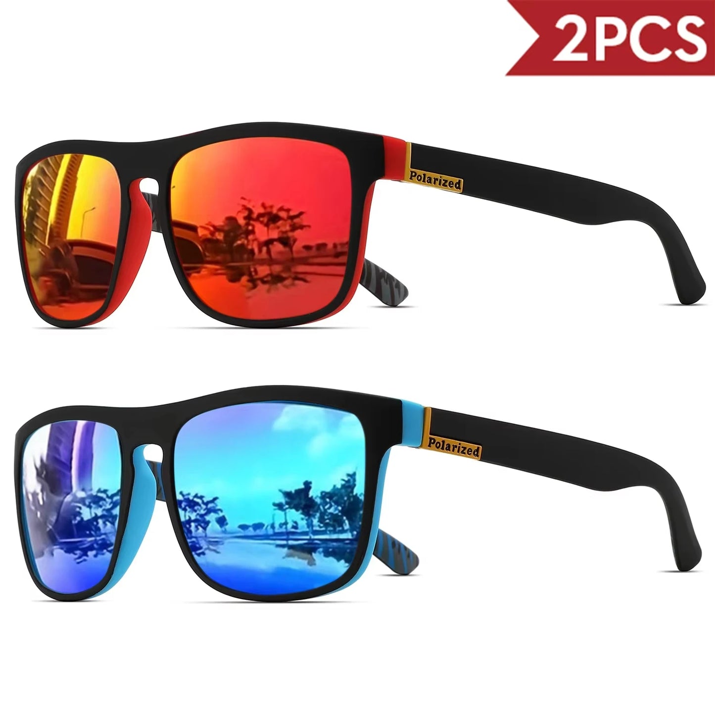 Men's Square Polarized Sport Sunglasses — UV400 Multi-Pack