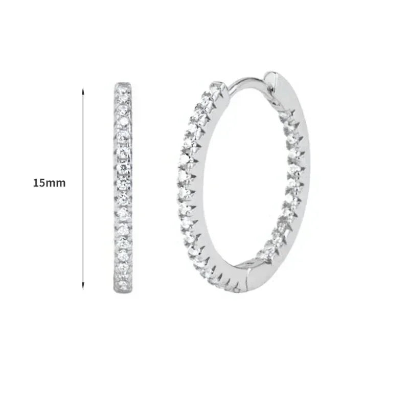 925 Sterling Silver Tassel Hoop Earrings for Women - White Zircon