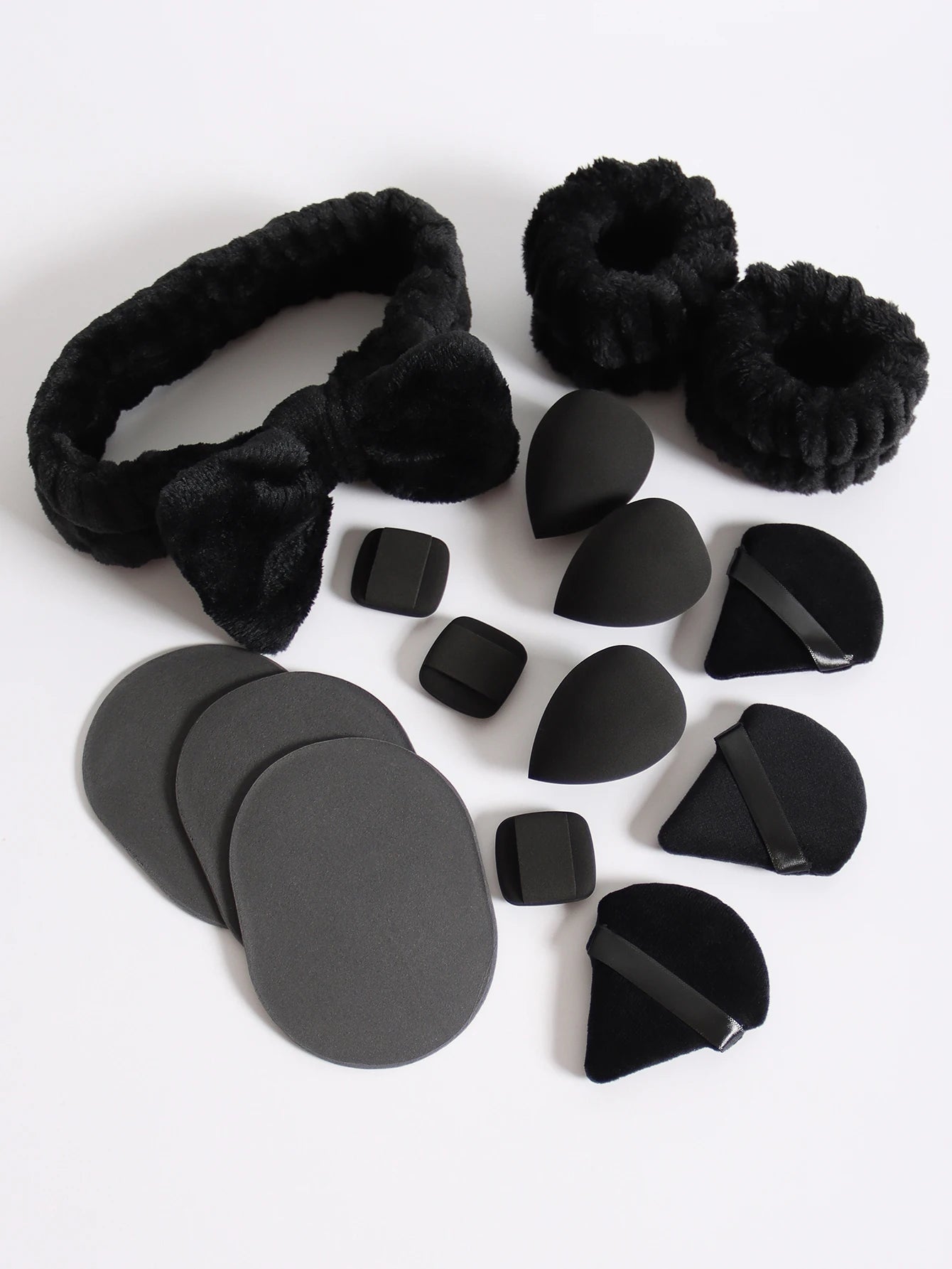 15Pcs Cosmetic Puff Makeup Sponge Blender Beauty Egg Foundation Sponges Puff Wash Face Headband Wristband Make up Accessories