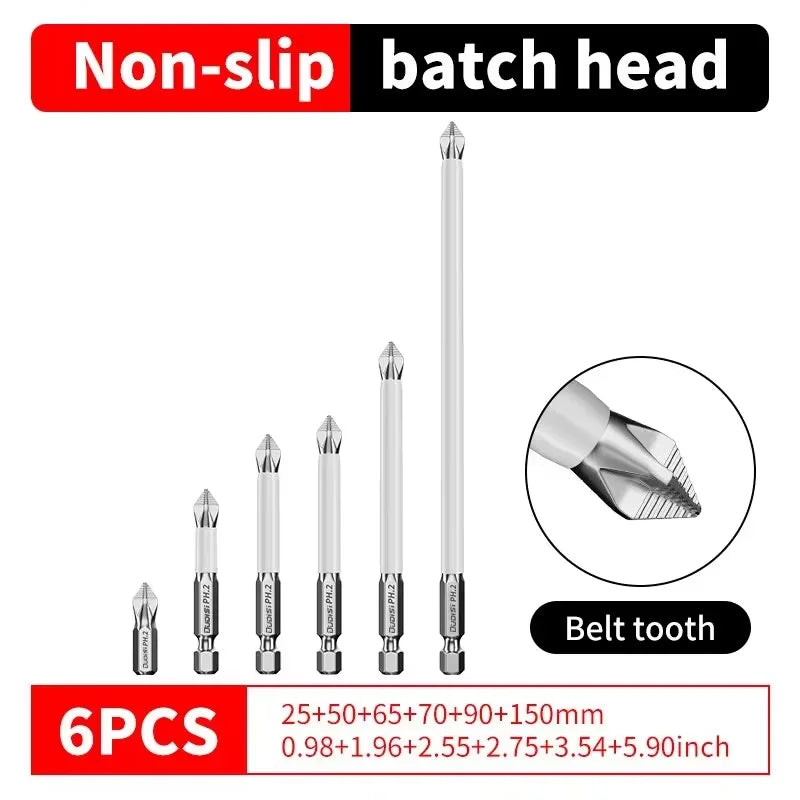 Galacok 6/12PCS Magnetic Screwdriver Bit Set 1/4 Inch PH2 Anti-Slip Shockproof Drill Bit Heavy Duty Impact Screwdriver