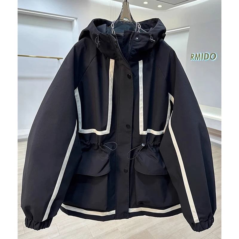 European Goods High-end Ribbon Stitching Contrast Jacket Women's 2025 New Spring and Autumn Leisure Loose Slim Short Trench Coat