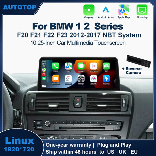 AUTOTOP 10.25" 1920*720 Car Replacement Radio Display for BMW 1 2 series F20 F21 F22 NBT 2026-2026,Wireless CarPlay Android Auto