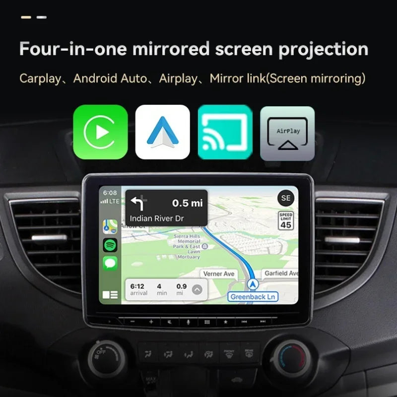 4-in-1 Bluetooth Wireless Carplay Adapter Android Auto Connect Airplay Mirror Link Screen Plug and Play for Apple and Android