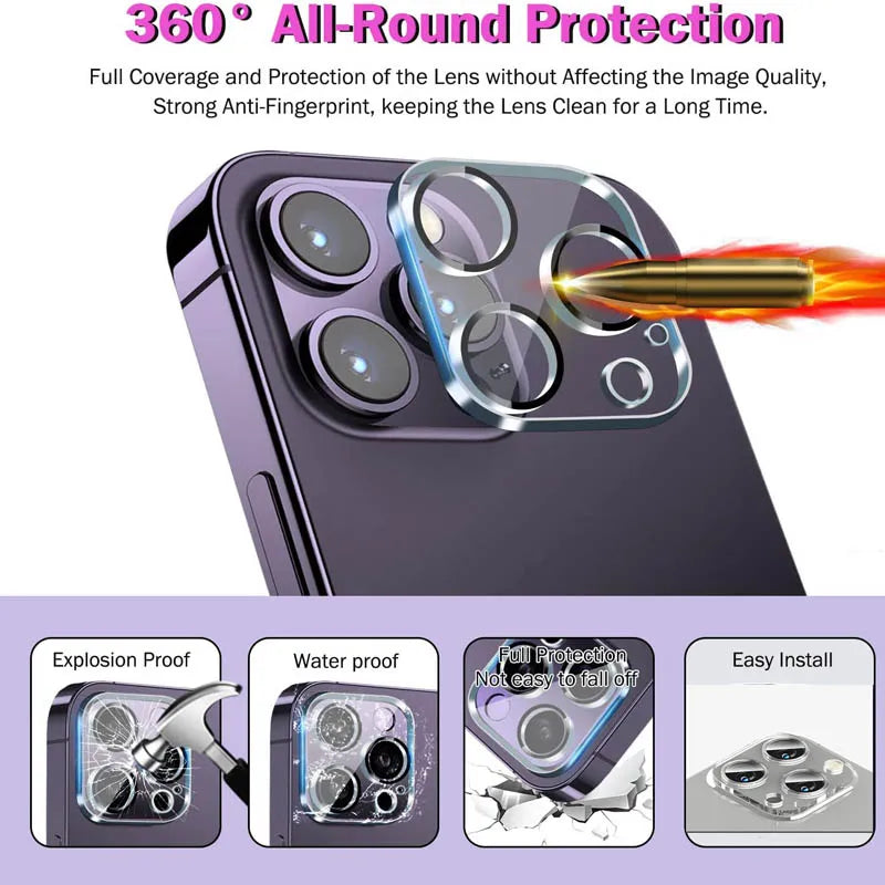Camera Lens Protector for iPhone 17, 16, 15, 14, 13, 12, 11 Pro Max – Tempered Glass Lens Cover