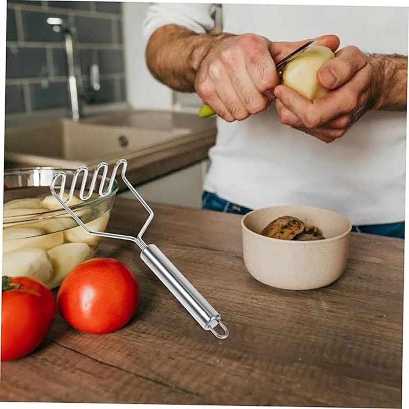 Professional Potato Masher Tool,Stainless Steel with Ridged Press,9.7 Inch for Efficient Mashing,Hangable,Good Material& Durable