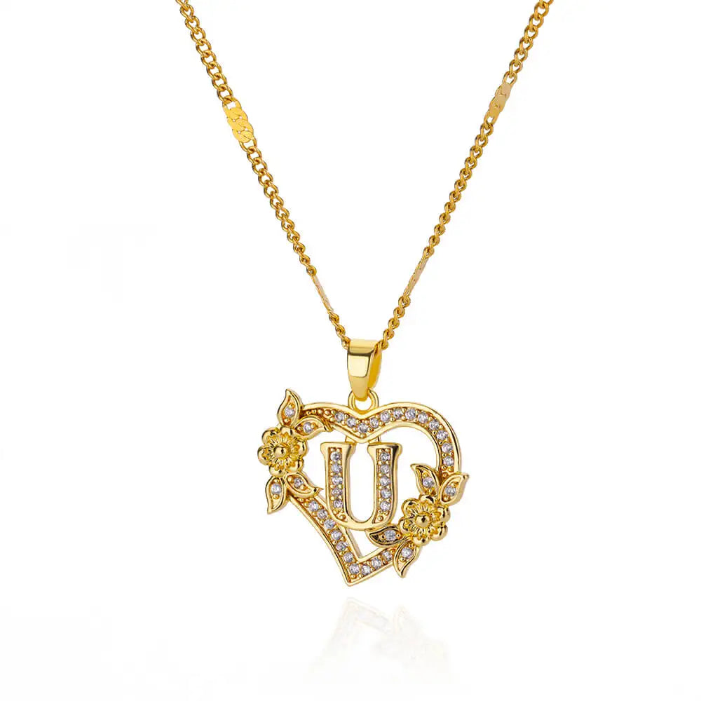 Initial Heart Necklace – Gold-Tone A-Z Letter Pendant