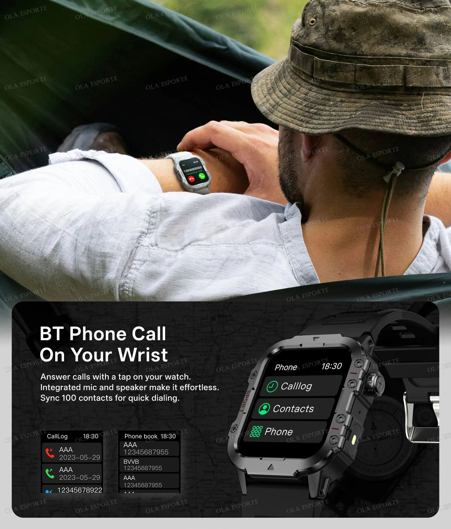 2026 Military Smart Watch – IP68 5ATM, 1.81" AMOLED, Bluetooth Call & Outdoor Fitness Tracker | Men