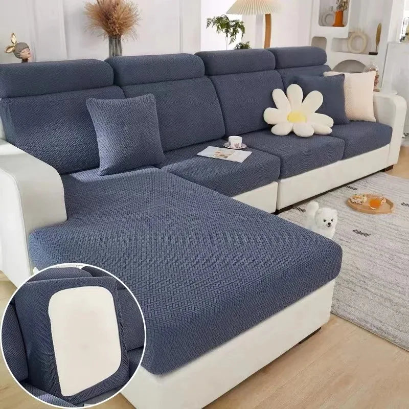 Jacquard Sofa Cushion Cover Protector Solid Color Stretch Removable Sofa Seat Slipcover for Bedroom Office Living Room Home