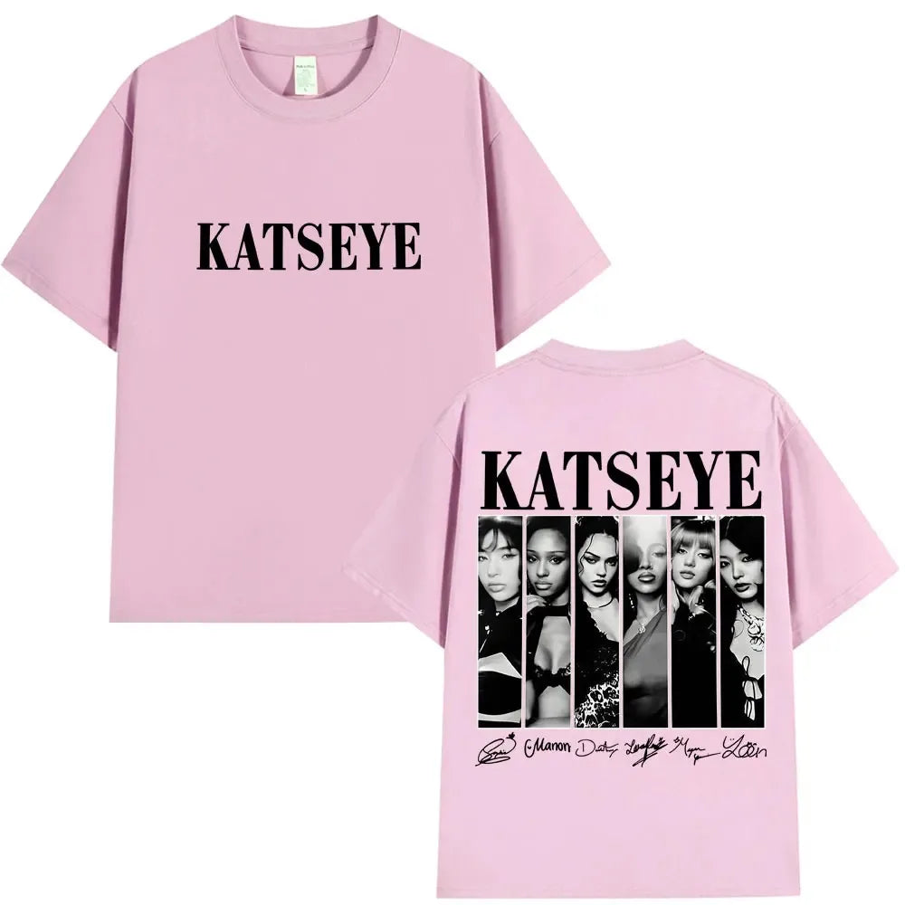 Vintage Korean Style Katseye Graphic T Shirts Kpop Fashion Men Women Popular T-shirt Streetwear Fashion Statement Shirt harajuku