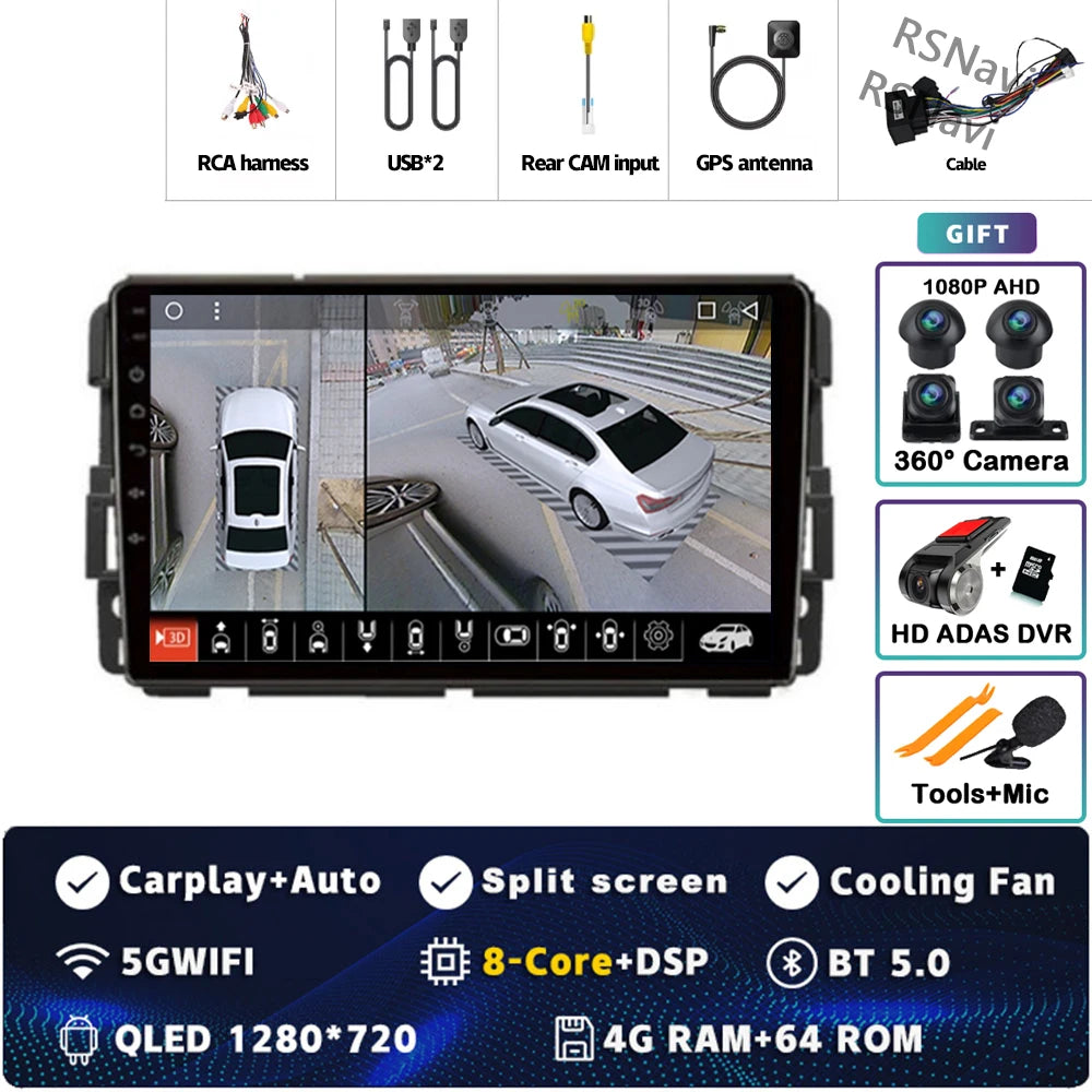 Android 16 Carplay Car Radio for Chevrolet Silverado Impala GMC Yukon Acadia Sierra Multimedia Video Player Navigation Stereo BT