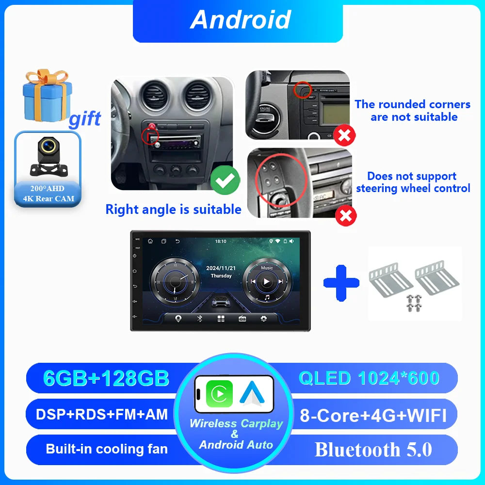 7" Android 16 Car Radio For Seat Ibiza 2000 - 2007 Wireless Carplay Auto Google Map Head Unit Rear Camera No 2 DIN DVD 4G DSP BT