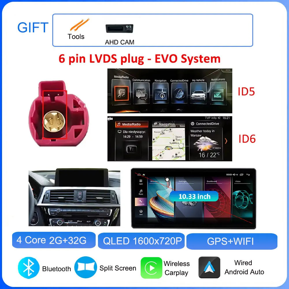 Android CarPlay Stereo for BMW 3/4 Series F30 F31 F32 F33 F34 F36 (2013–2019) — Android Auto, GPS, DSP, 4G