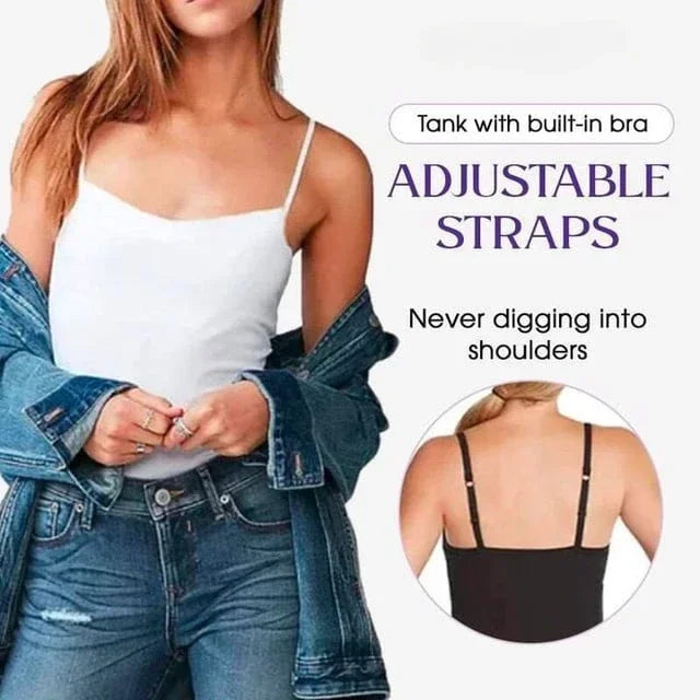 Women's Cami Bra Tank Top – Built-In Padded Bra Camisole | Wireless, Breathable & Seamless | S-6XL