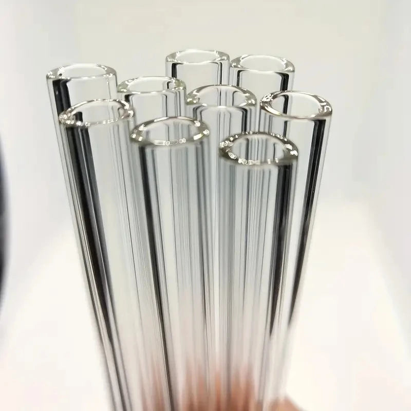 7pcs 4-inch Borosilicate Clear Glass Tubes | High Safety and Practicality with with bubble on the end, Heat-Resistant, Straws