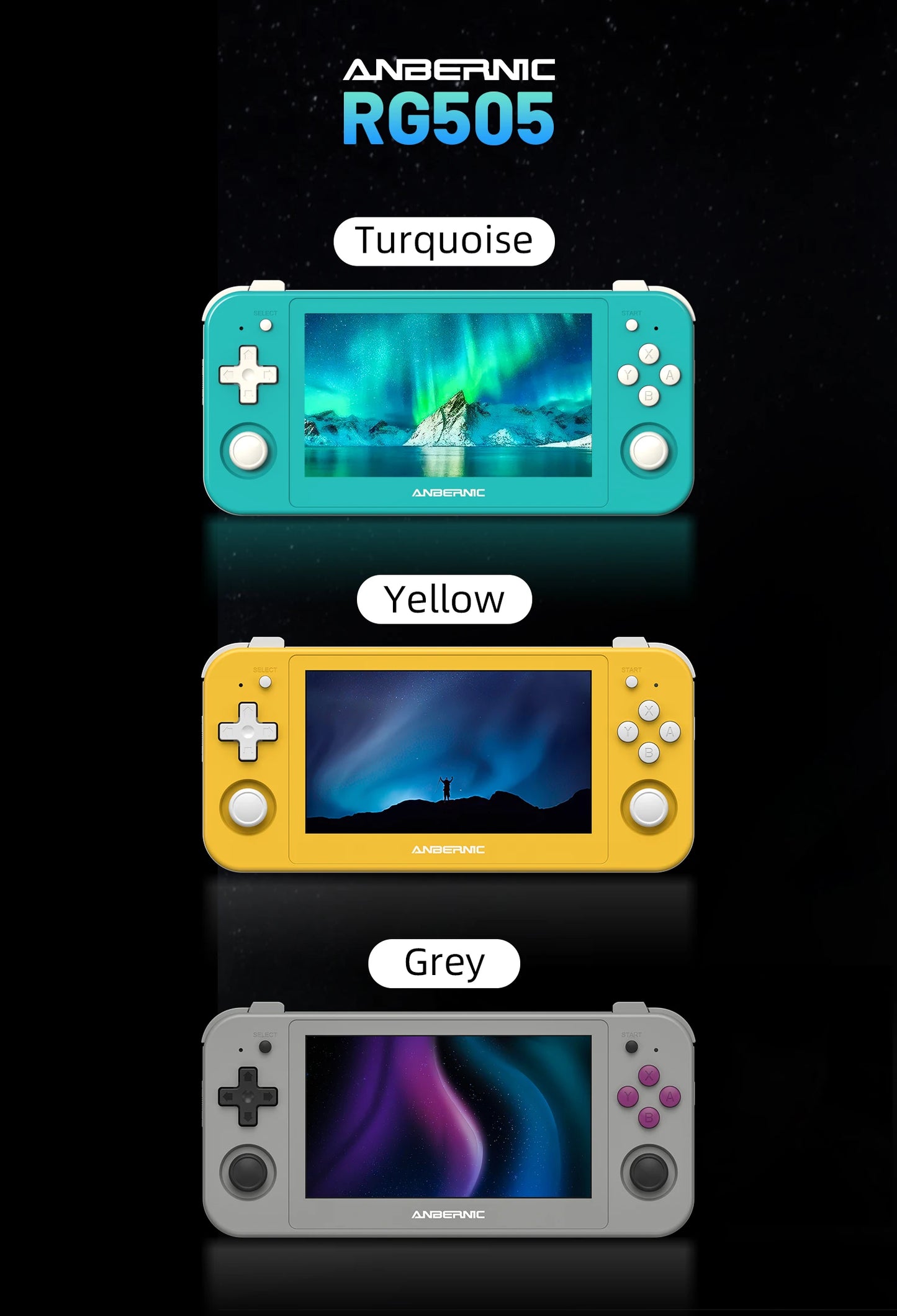 Anbernic RG505 New Handheld Game Console Android 12 System Unisoc Tiger T618 4.95-INCH OLED With Hall Joyctick OTA Update