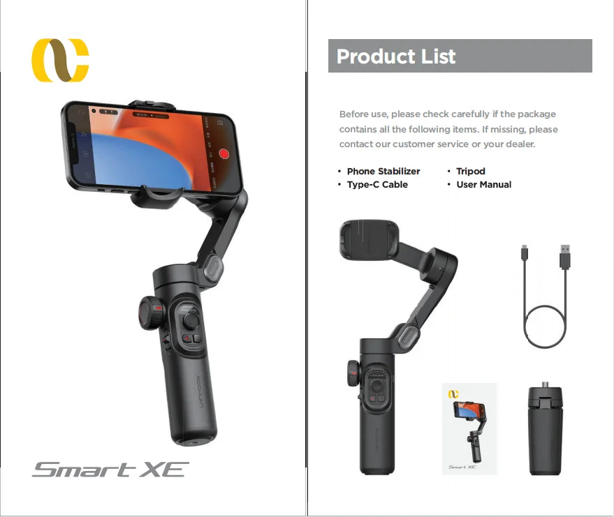 AOCHUAN 3-Axis Handheld Gimbal Stabilizer SmartXE for Smartphone for iPhone Android AI Face Tracking Tk Vlog