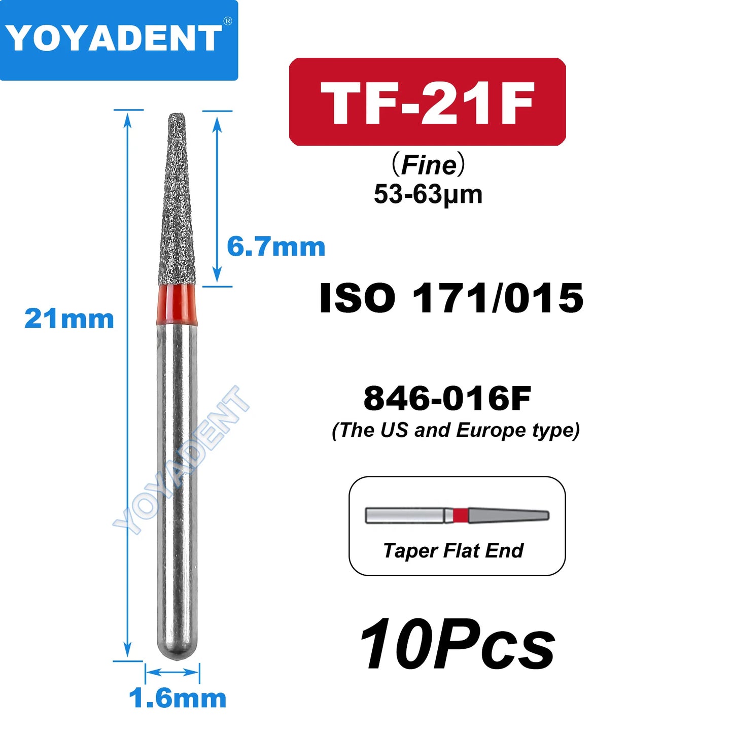 FG Fine Dental Burs Diamond Burs High Speed Turbines Drills Dental Lab Polishing Tools TR/TC/TF/FO/BR/SR/Type 1.6mm 10pcs/Pack