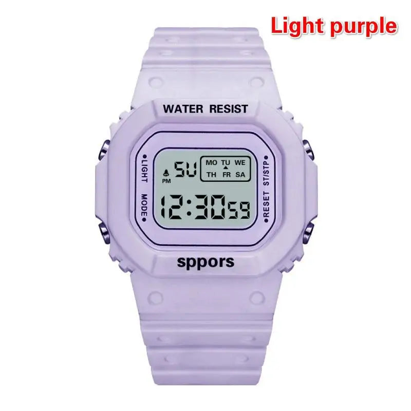 LED Sports Watch for Boys & Girls Student Electronic Square Digital Waterproof Rubber Clock Colorful Men Women