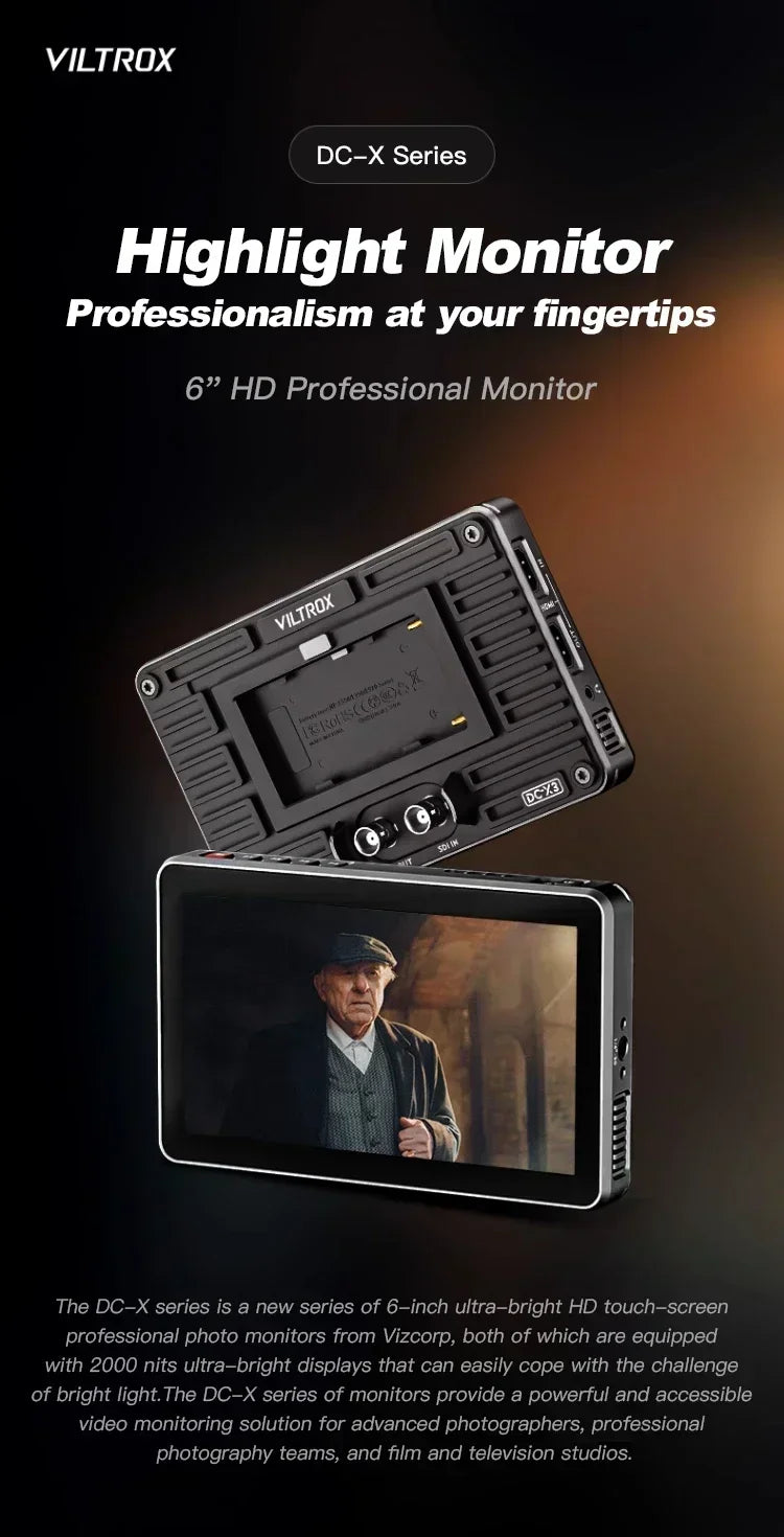 Viltrox DC-X2/DC-X3 Portable Monitor 6 Inch 2026 Nits 4K Touch Screen Profissional Photographic HD FHD Camera Monitor for Vedio