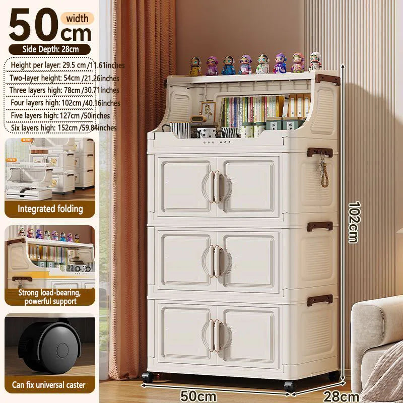 Home Living Room Multi-layer Snack Storage Rack Toy Plastic Organizer Stand Foldable Floor-standing Cabinet for Kids
