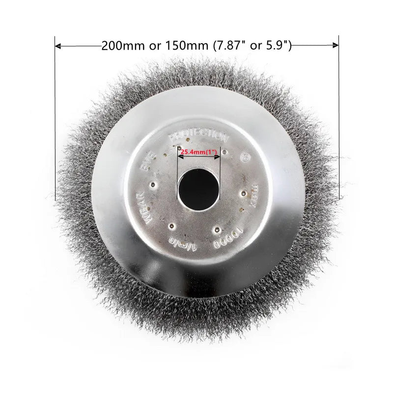 Steel Wire Brush Cutter Trimmer Head – 150/200mm Weed Cutter Attachment for String Trimmers