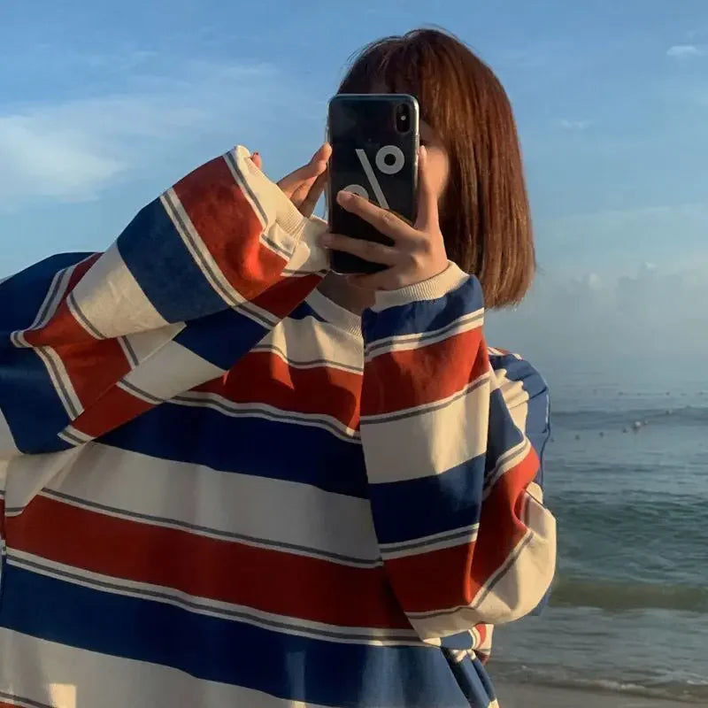 Women T shirts four seasons Woman clothing Y2k Top Sweatshirt 2026 korean Fashion Long Sleeves Tee Loose Couple Graphic T-shirt