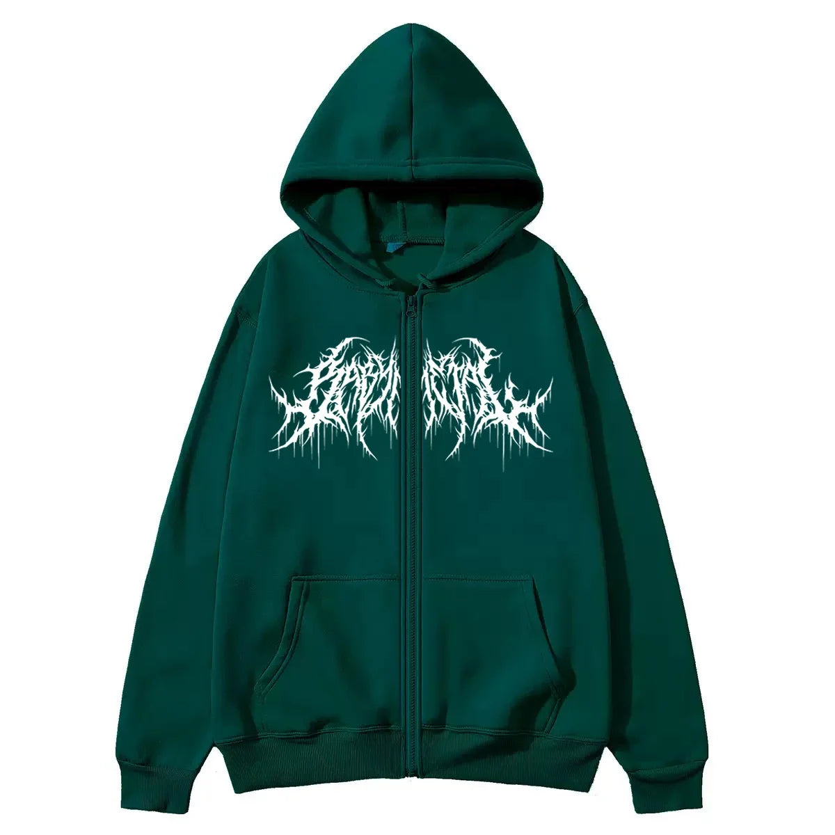 Men's Y2K Graphic Zip-Up Hoodie, Gothic Style