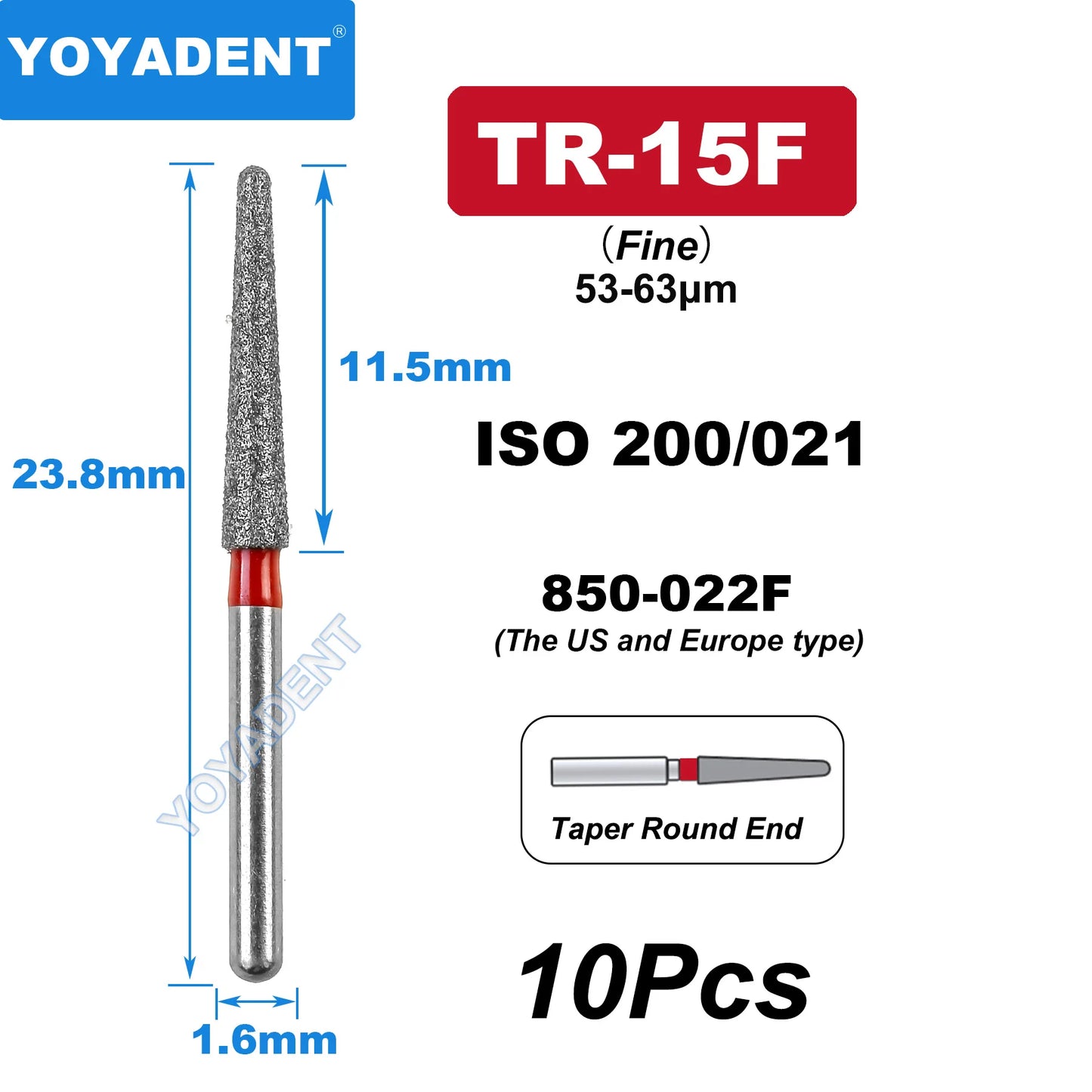 FG Fine Dental Burs Diamond Burs High Speed Turbines Drills Dental Lab Polishing Tools TR/TC/TF/FO/BR/SR/Type 1.6mm 10pcs/Pack