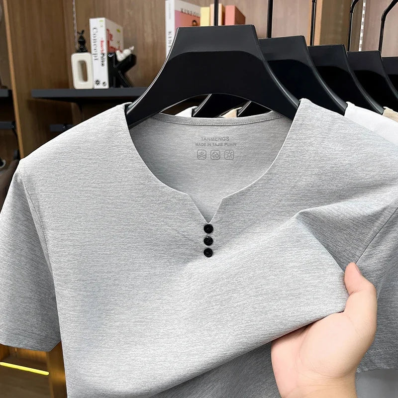 Men's V-Neck Tee - Breathable Short Sleeve, All-Day Comfort