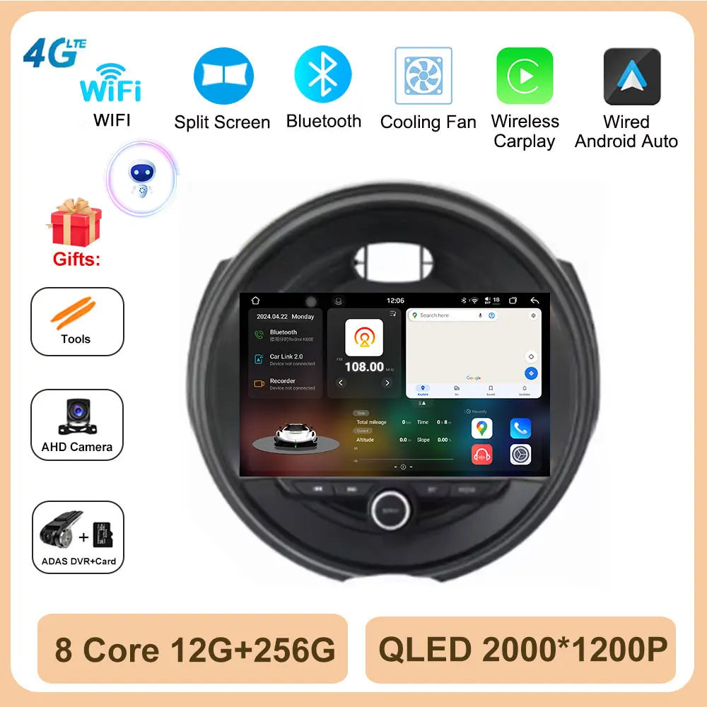Car Stereo with Apple CarPlay & Android Auto, Compatible with Mini Cooper F54 F55 F56 F60