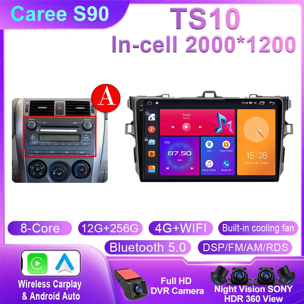 Android 14 For Toyota Corolla 2006 2007 2008 2009 2010 2012 2013 Carplay stereo Car Radio Navigation GPS Multimedia video NO DVD
