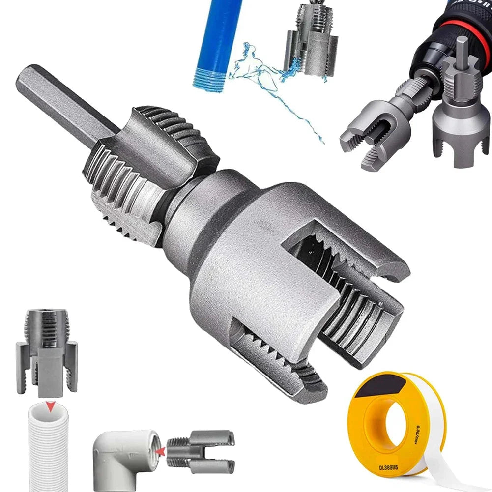 PVC Pipe Threading Tool — Internal and External Thread Cutter for Electric Drill, Ships from US
