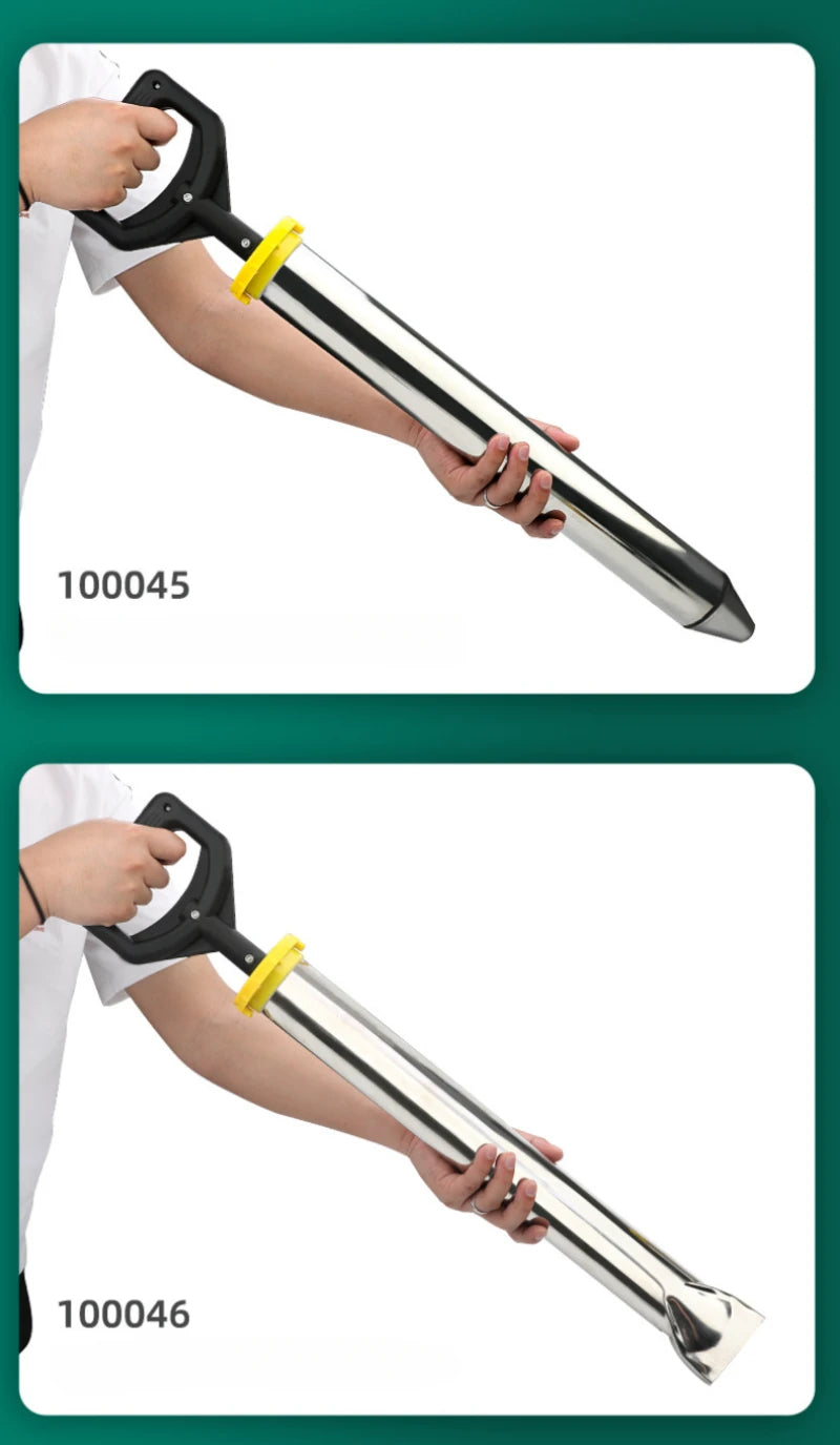 Stainless Steel Cement Caulking Gun with Round and Flat Nozzles