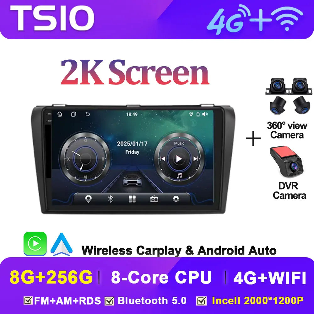 8-Core Android Car Stereo for Mazda 3 (2004–2009) — CarPlay, Android Auto, GPS, 2-DIN, WiFi