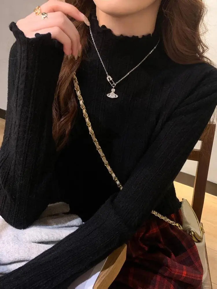 Women's Ruched Turtleneck Sweater - Slim Knit Pullover Jumper - photo 5