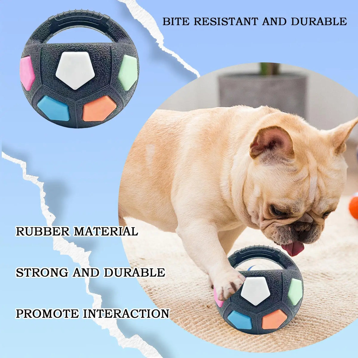 Squeaky Floating Soccer Ball with Handle - Dog Tug Toy – photo 4