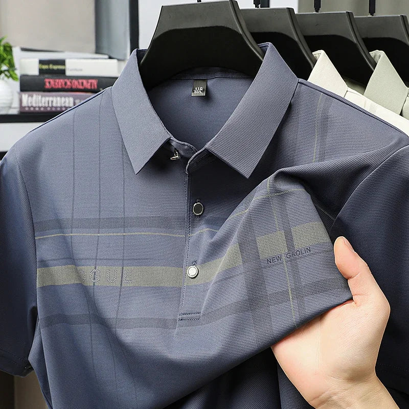 Men's Plaid Polo Shirt - Breathable Short Sleeve, Business Casual