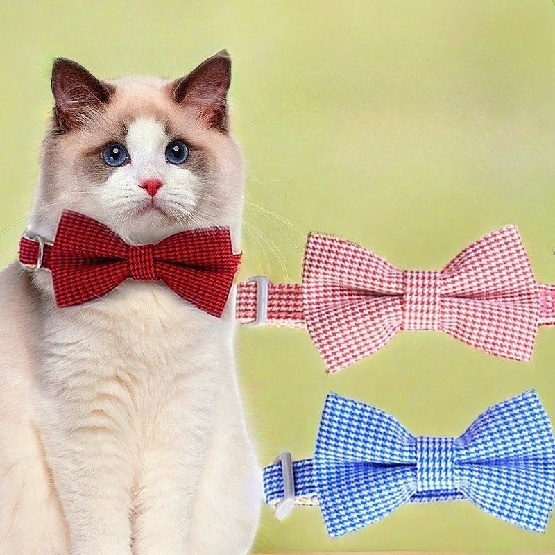 Cute Cat Collar with Bow Tie Adjustable Design Pet Dogs Cats Puppy Necklace Pet Supplies Fashion Accessories Pendant Supplies