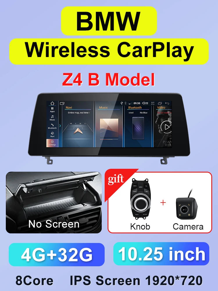 10.25" Car Stereo with Apple CarPlay & Android Auto, Compatible with BMW Z4 E85 E86 E89 (CIC/NBT)