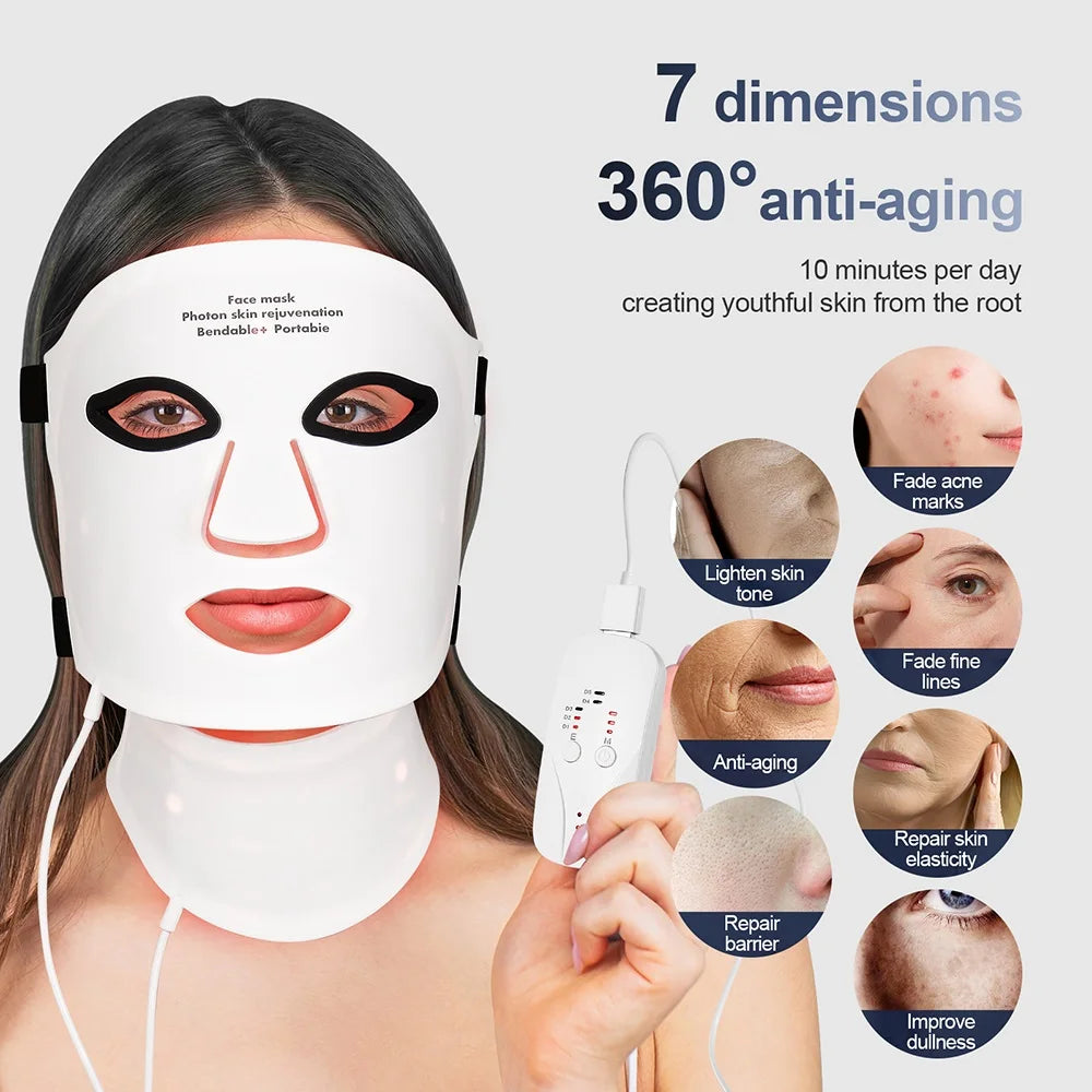 Silicone LED Face & Neck Mask – 7-Color Photon Light Therapy