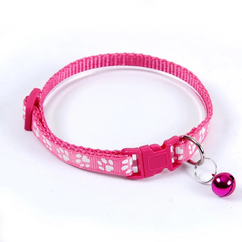 Paw Print Cat & Dog Collar - Quick-Release Bell Collar