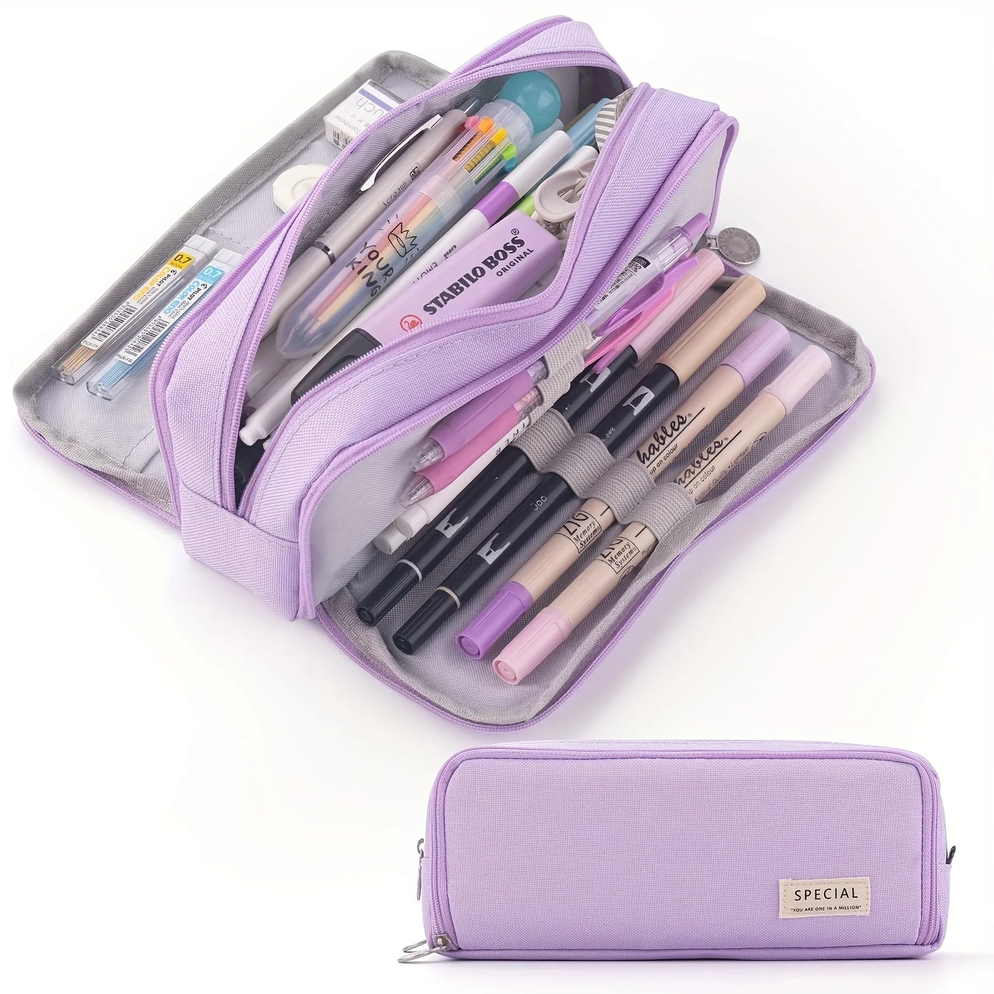 Pink girl-style pencil case with multiple layers and large capacity, sturdy and durable. Perfect partner for stationery storage