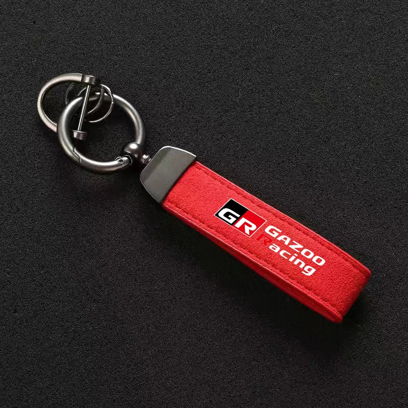 Suede Metal Buckle Car Keychain Keyring Men Gift Accessories for Toyota GR Sport Gazoo Racing Yaris 86 Corolla Hilux Supra C-HR