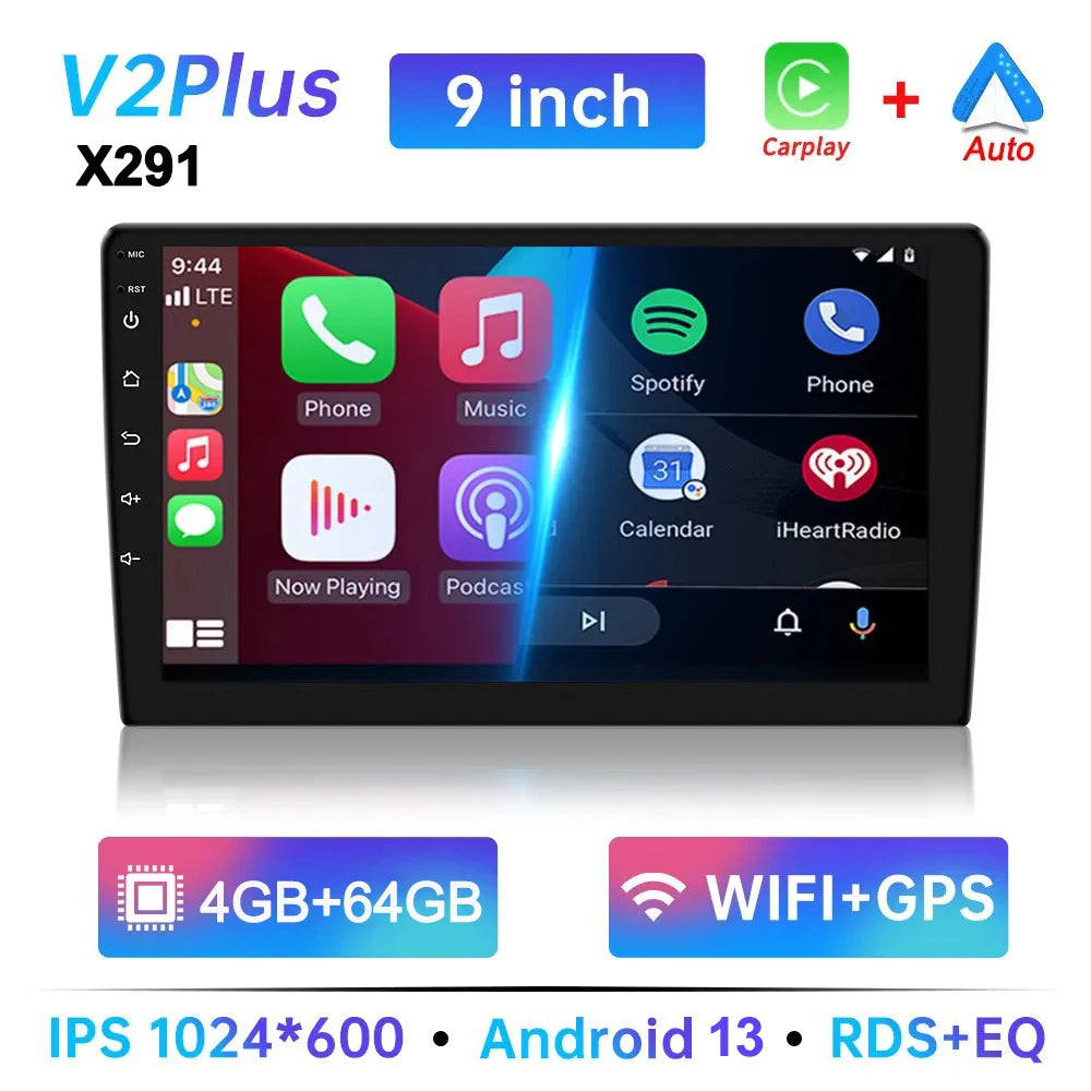 Universal 2-DIN Android 13 Car Stereo (7"/9"/10", 64GB) — CarPlay, GPS, Bluetooth, WiFi